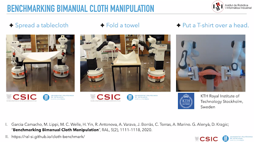 TIAGo robot manipulation bi-manually a cloth