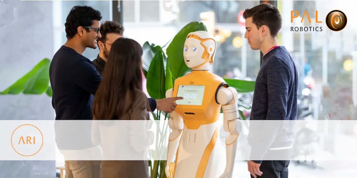 The social robot ARI interacting with four people