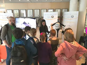 A school class visiting the European Robotics Forum 2018