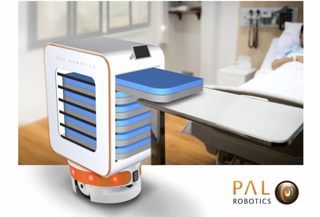 The autonomous mobile robot (AMR) TIAGo Base as food delivery in hospitals to tackle the Covid-19 pandemic