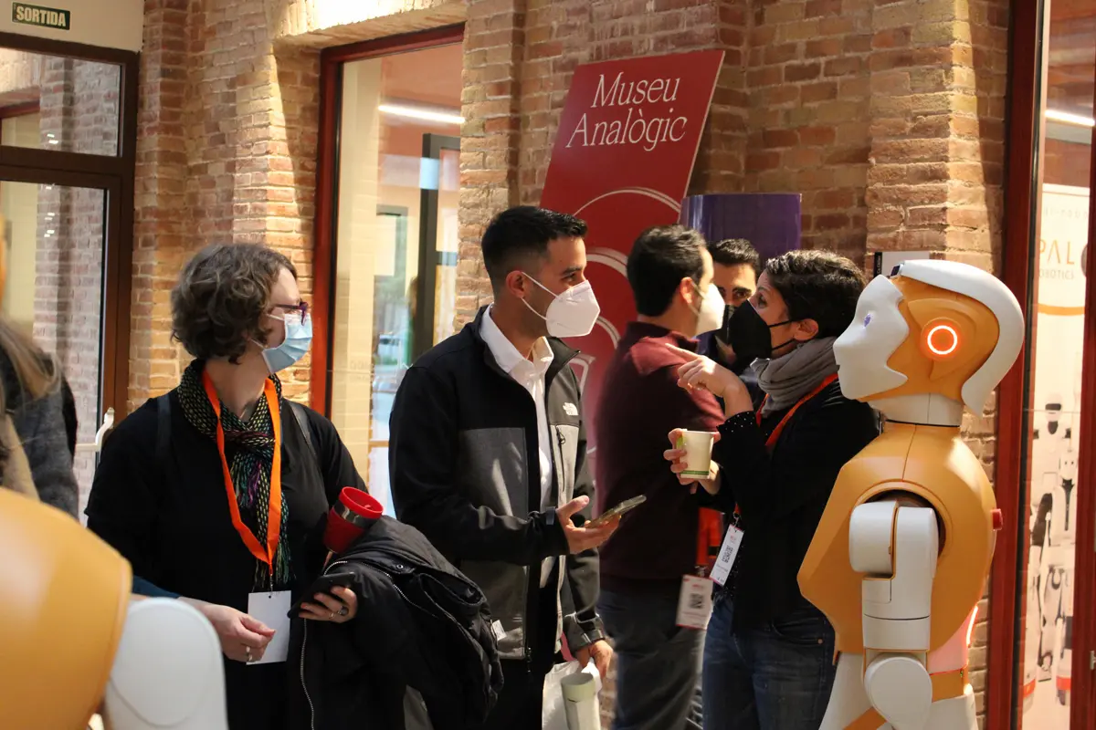 People interacting with the humanoid social robot ARI at the Human-Robot Interaction meeting 2022