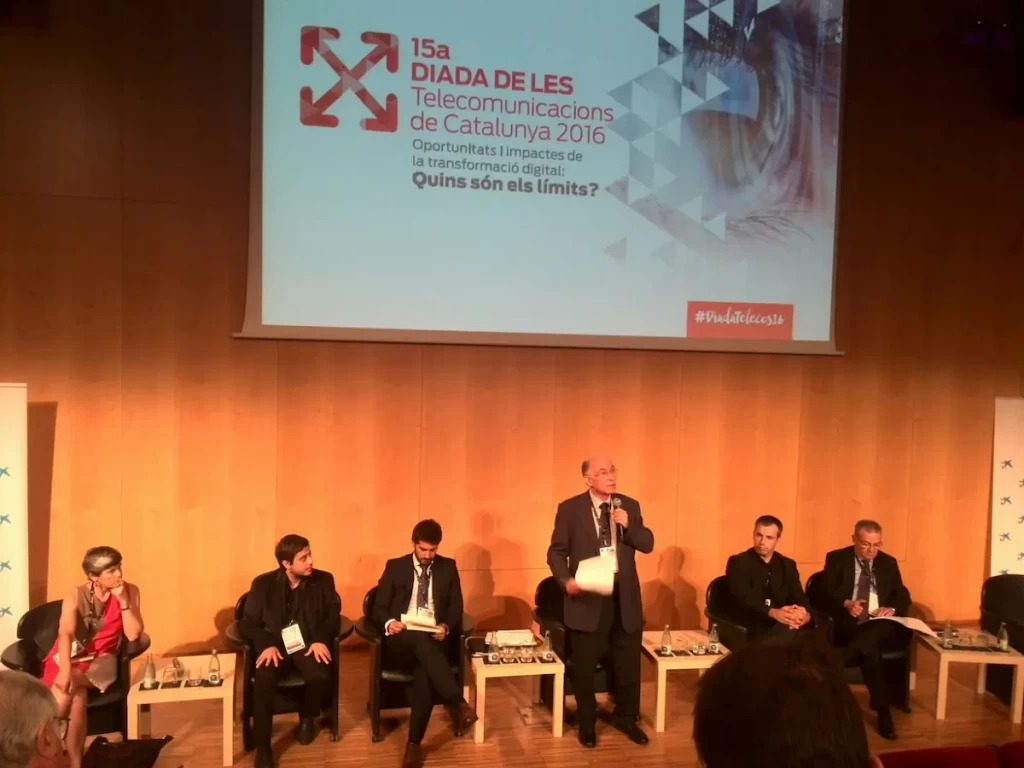 PAL Robotics' CEO Francesco Ferro during a discussion panel at the 15th Diada de les Telecomunicacions in 2016