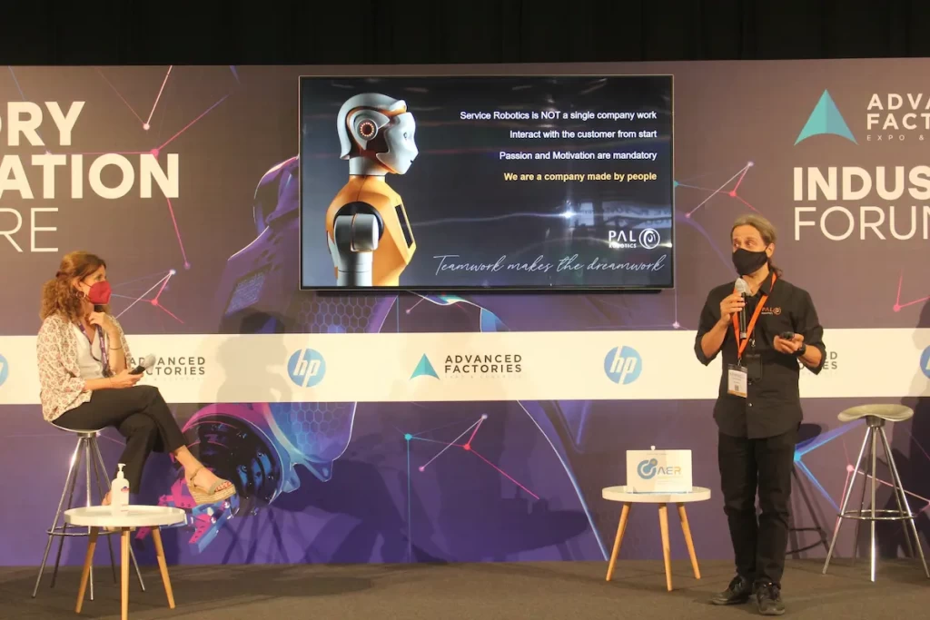 PAL Robotics' CEO Francesco Ferro speaking at Advanced Factories 2021