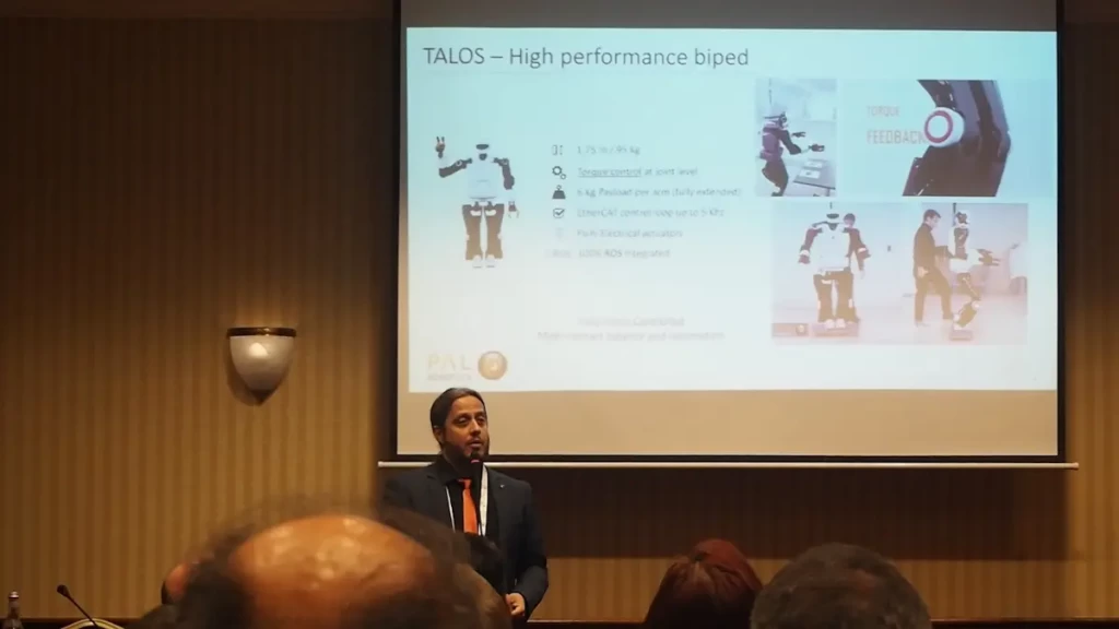 PAL Robotics' CEO Francesco Ferro speaking at the Humanoid Robots workshop at ERF 2019