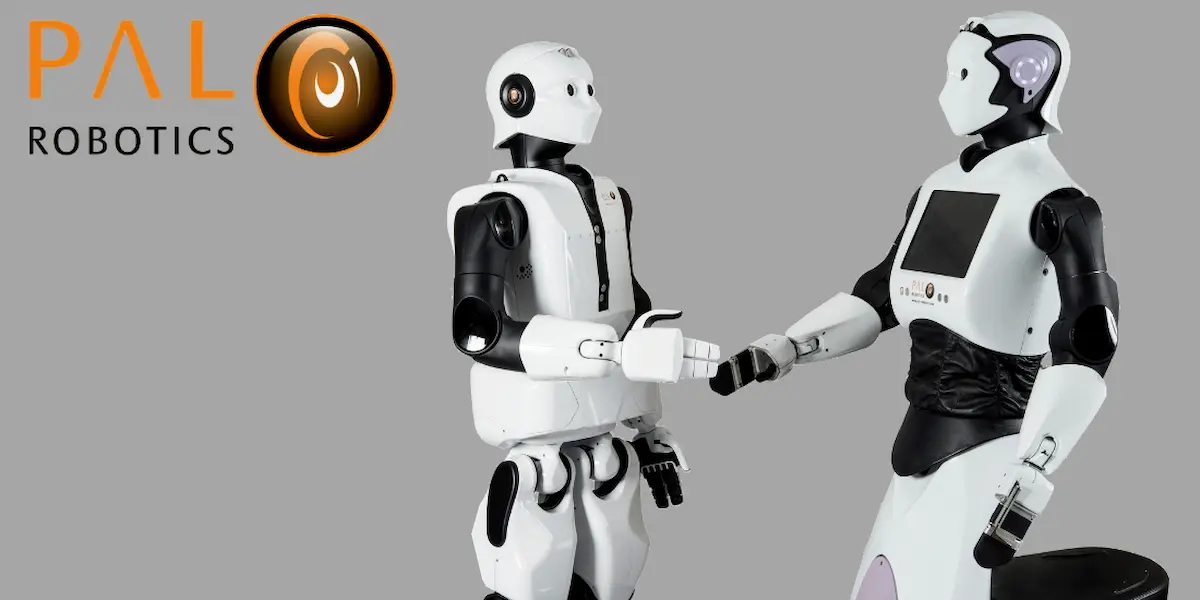 Two REEM-C robots shaking hands