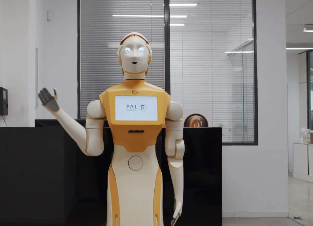 The humanoid robot ARI working as a receptionist