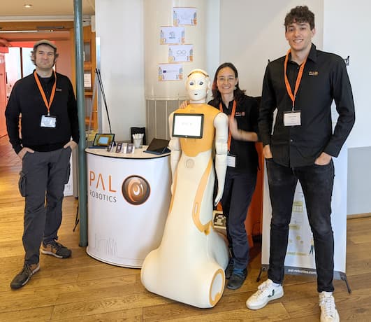 PAL Robotics' team at the HRI 2023 conference in Stockholm with the AI social humanoid robot ARI
